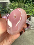 Pink Jelly Agate Large Palmstones Crystal Carvings