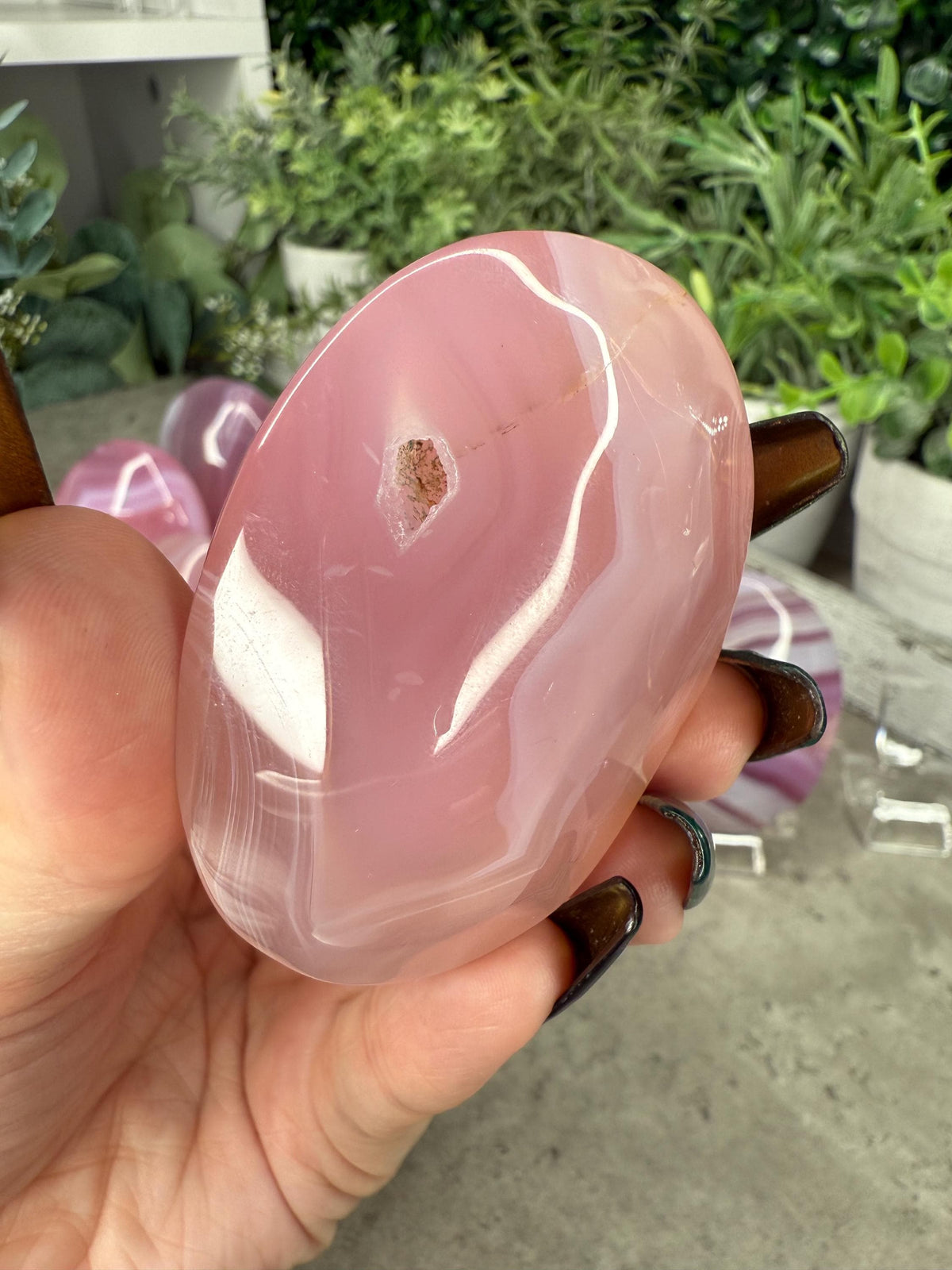 Pink Jelly Agate Large Palmstones Crystal Carvings