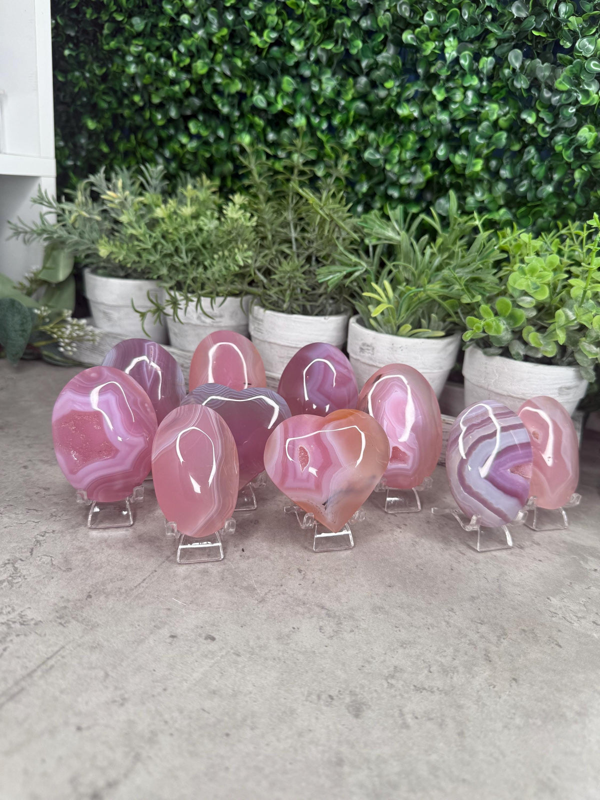 Pink Jelly Agate Large Palmstones Crystal Carvings