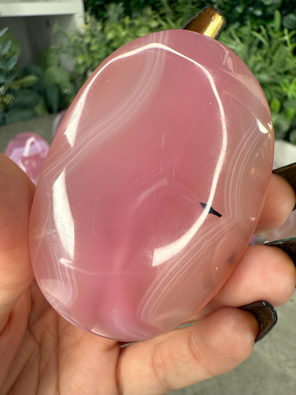 Pink Jelly Agate Large Palmstones Crystal Carvings