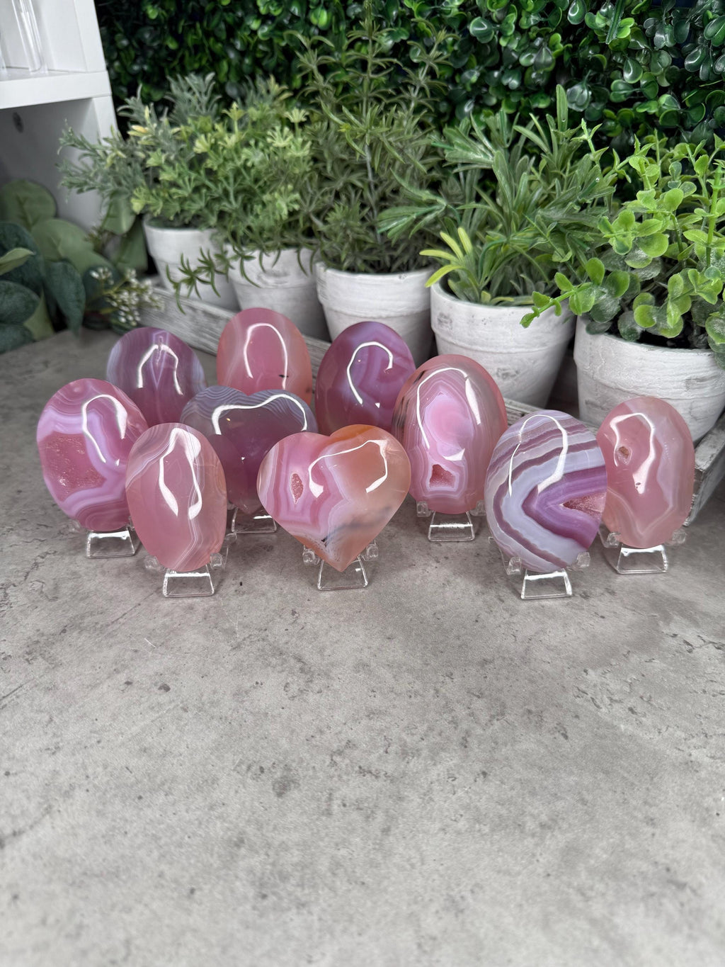 Pink Jelly Agate Large Palmstones Crystal Carvings