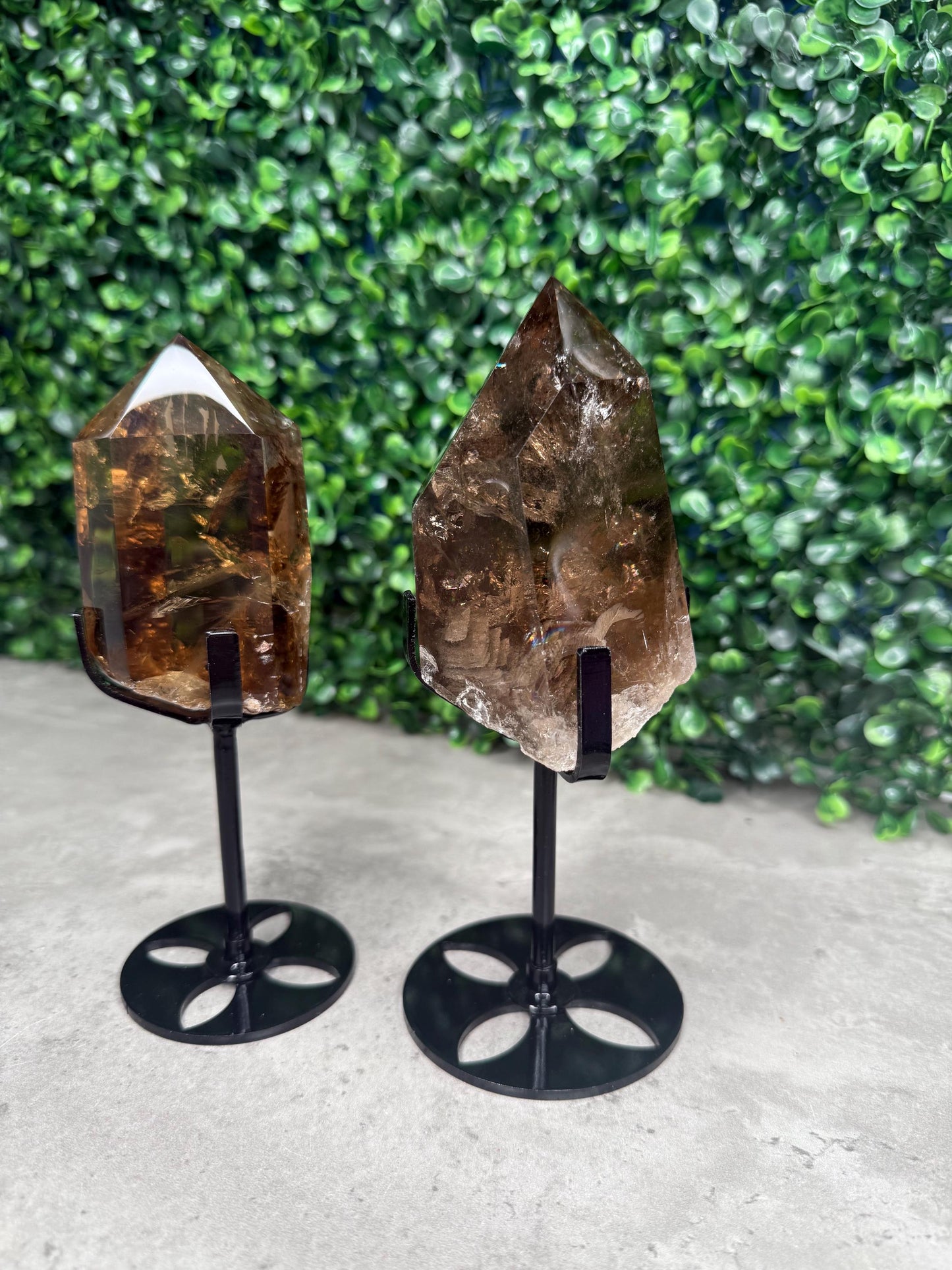 AAA Smokey Quartz Crystal Freeforms Points with stands
