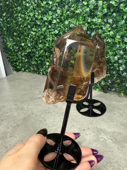 AAA Smokey Quartz Crystal Freeforms Points with stands