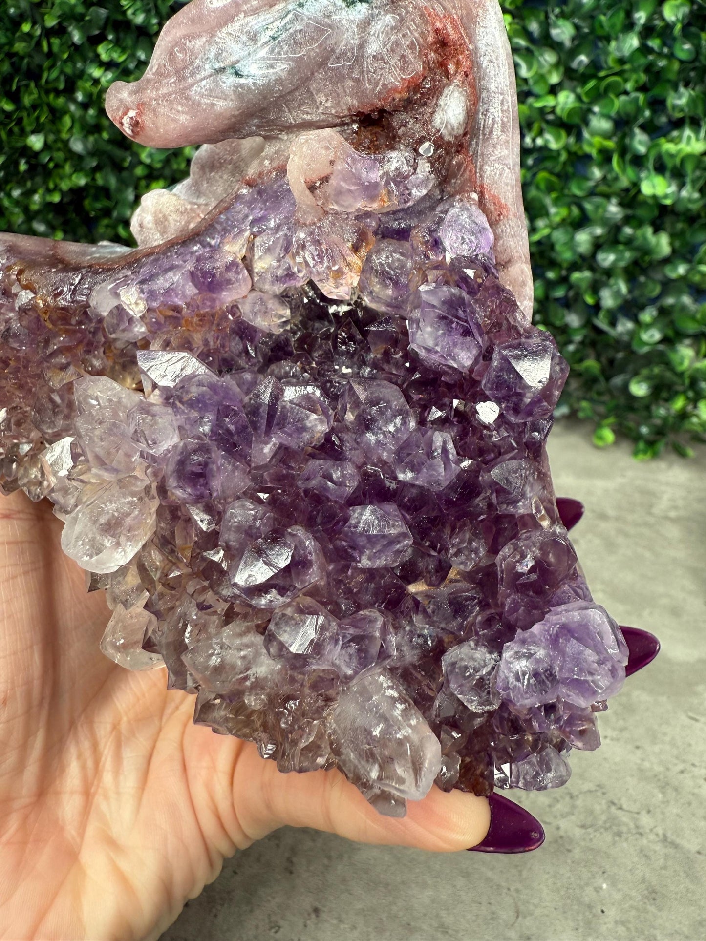 AAA Amethyst Druzy Dragon Crystal Carving 1263g