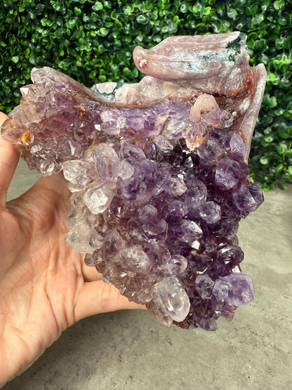 AAA Amethyst Druzy Dragon Crystal Carving 1263g