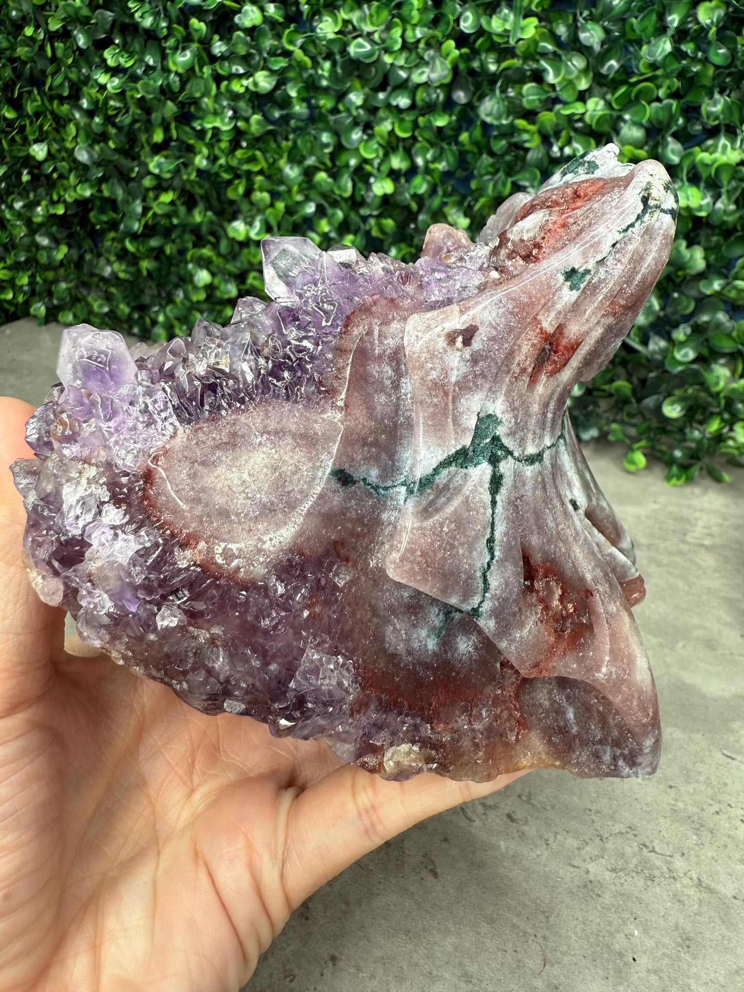AAA Amethyst Druzy Dragon Crystal Carving 1263g