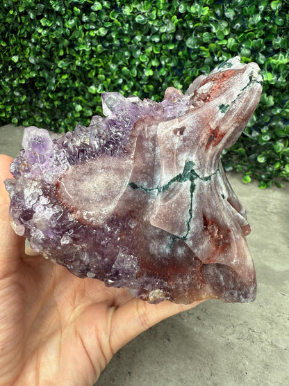AAA Amethyst Druzy Dragon Crystal Carving 1263g