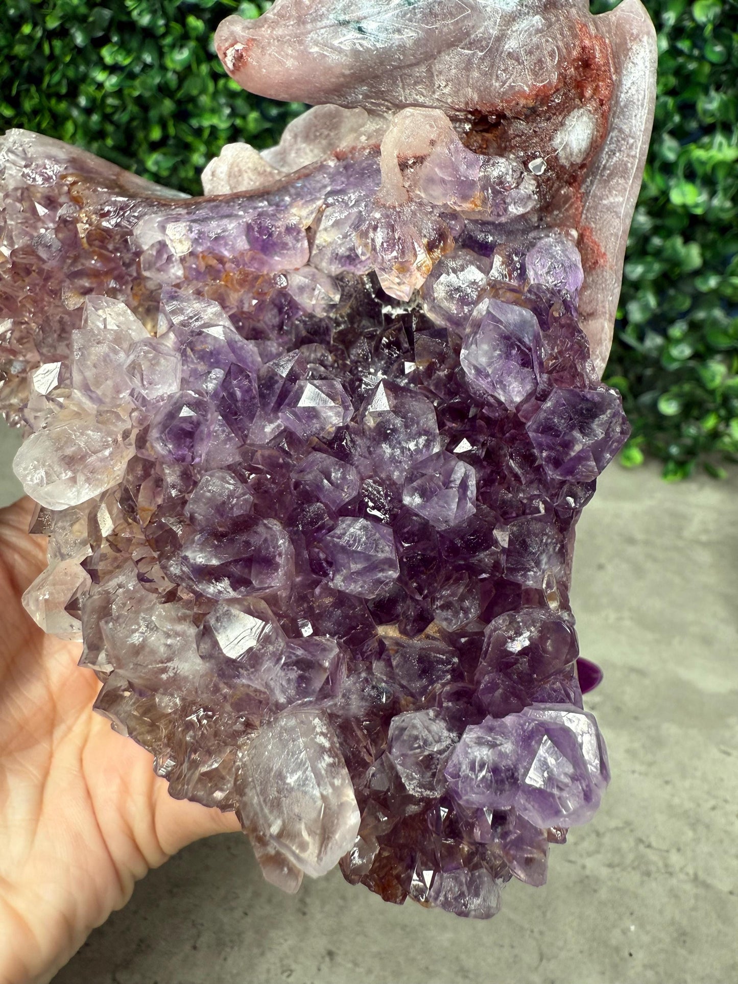 AAA Amethyst Druzy Dragon Crystal Carving 1263g