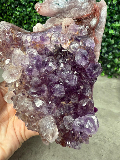 AAA Amethyst Druzy Dragon Crystal Carving 1263g