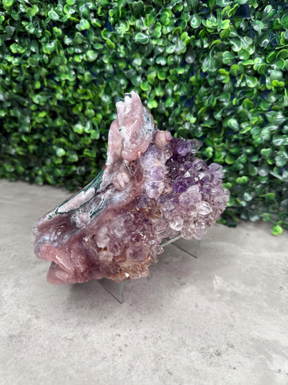 AAA Amethyst Druzy Dragon Crystal Carving 1263g