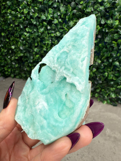 Blue Aragonite Crystal Teardrop Carvings