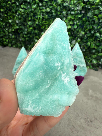 Blue Aragonite Crystal Teardrop Carvings