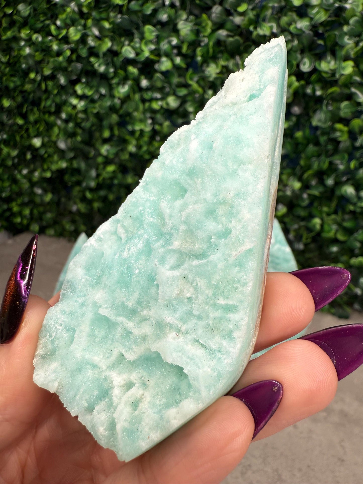 Blue Aragonite Crystal Teardrop Carvings