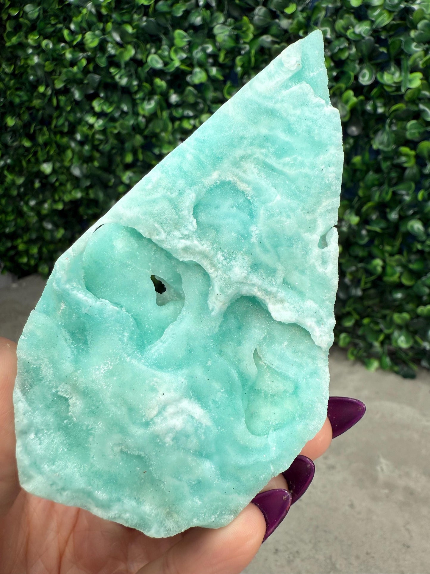 Blue Aragonite Crystal Teardrop Carvings