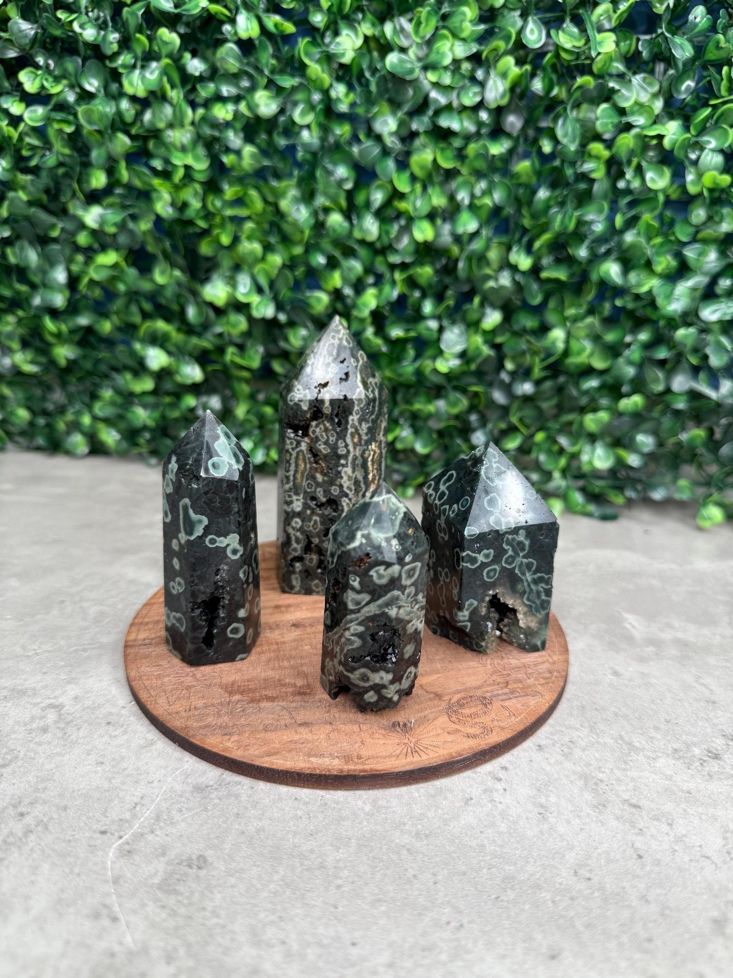 Dark Ocean Jasper Druzy Crystal Towers