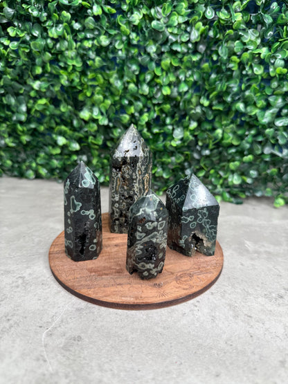 Dark Ocean Jasper Druzy Crystal Towers