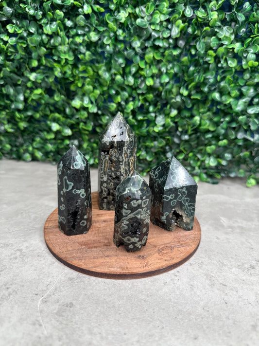 Dark Ocean Jasper Druzy Crystal Towers