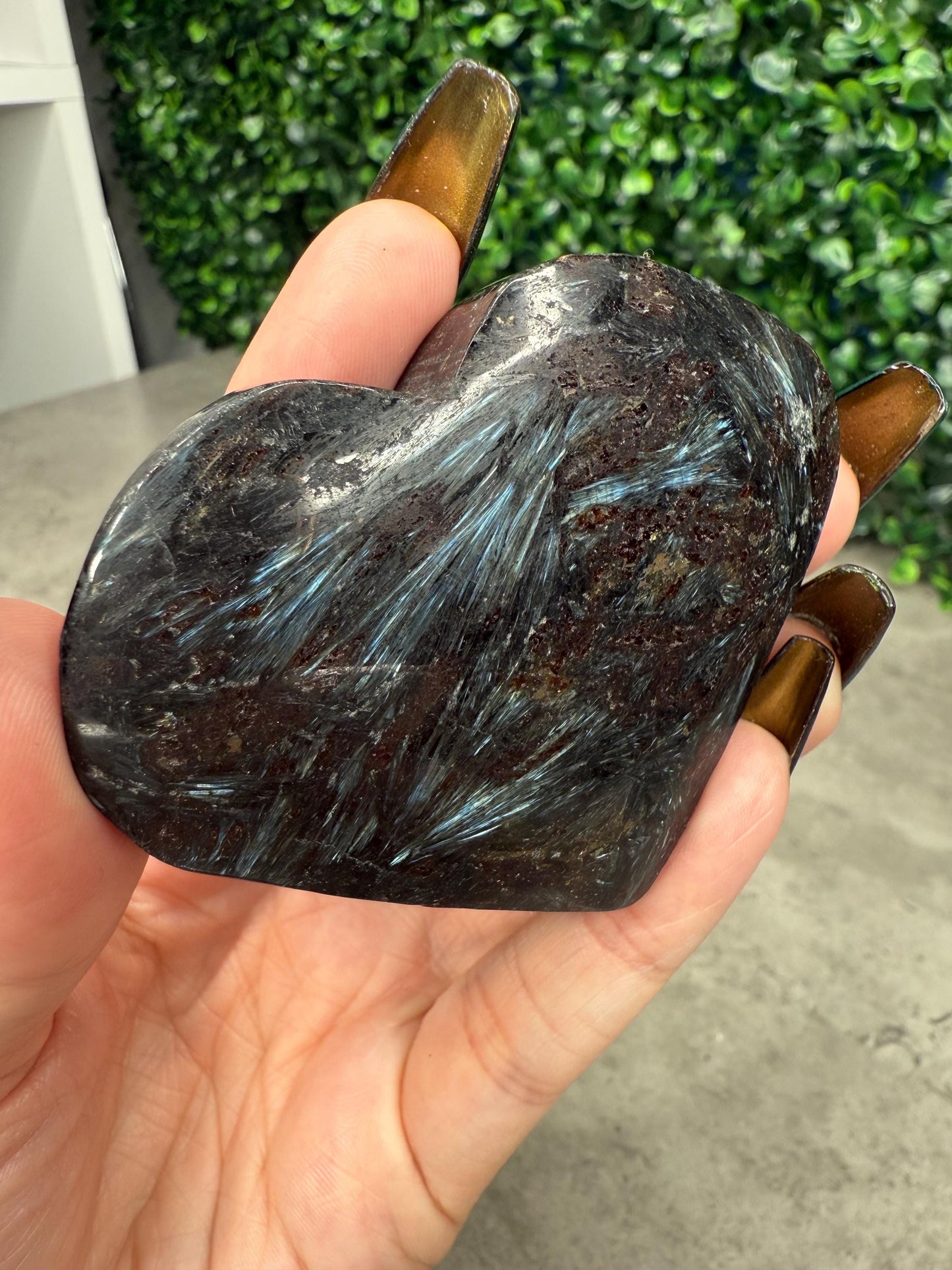 Firework Stone Heart Crystal Carving With Stand