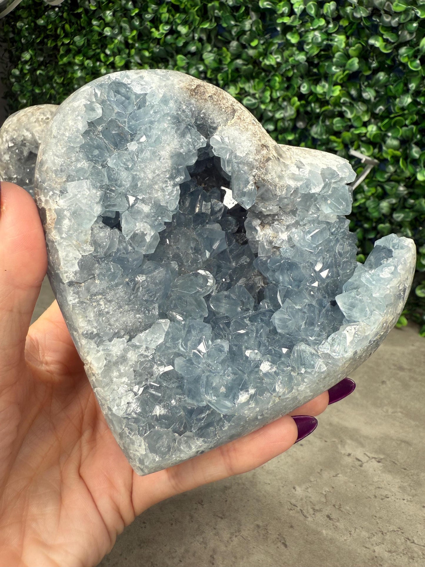 Raw Druzy Celestite Celestine Crystal Carvings Hearte and Eggs