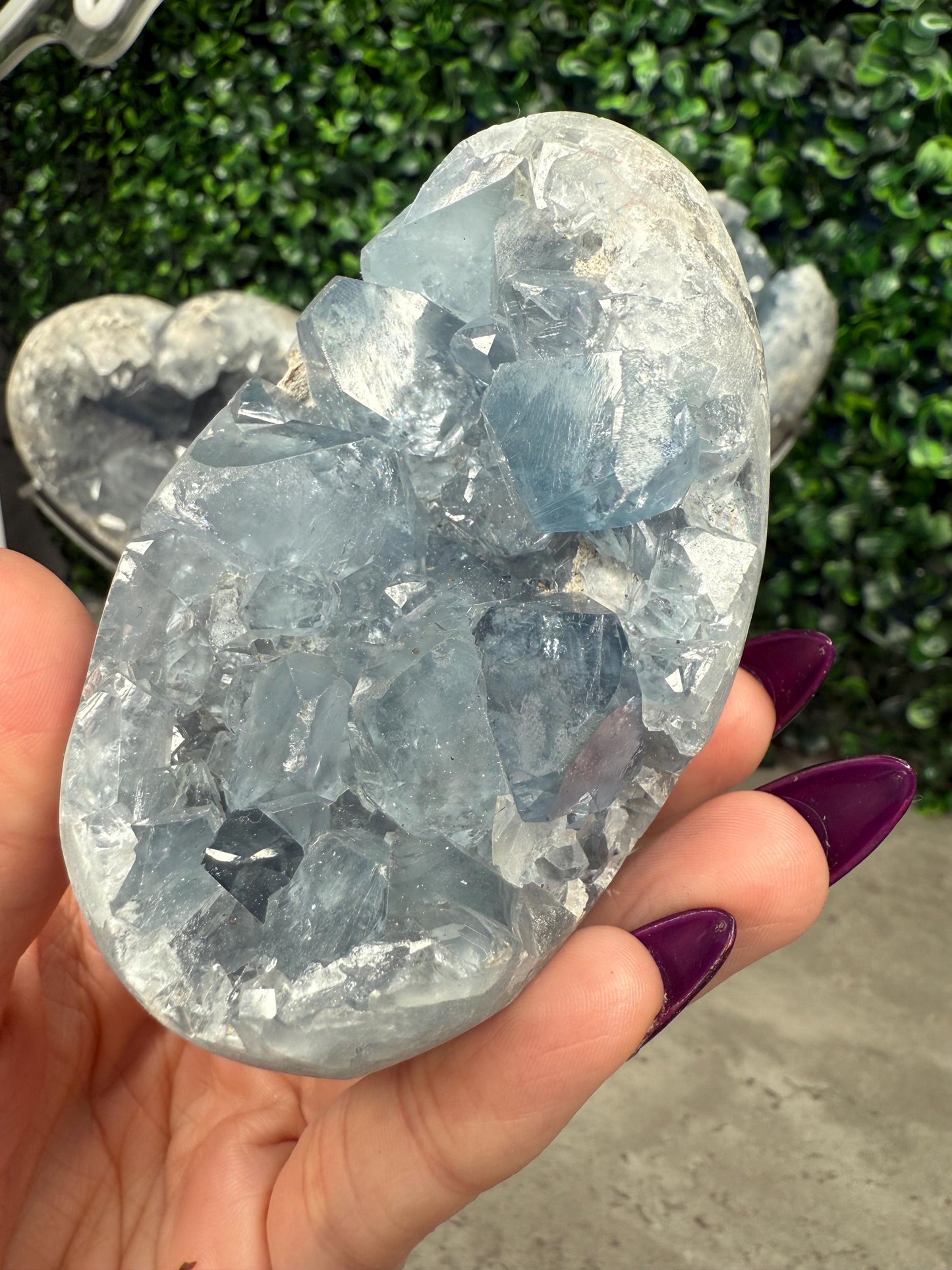 Raw Druzy Celestite Celestine Crystal Carvings Hearte and Eggs