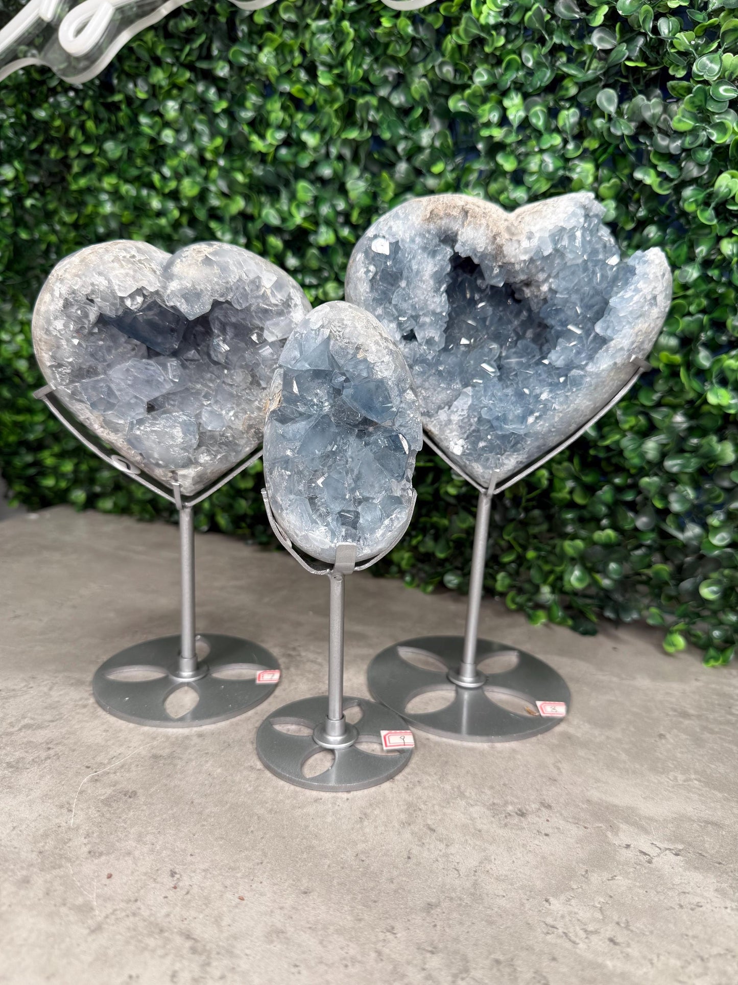 Raw Druzy Celestite Celestine Crystal Carvings Hearte and Eggs