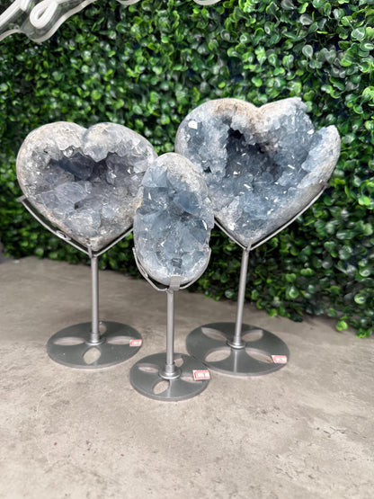 Raw Druzy Celestite Celestine Crystal Carvings Hearte and Eggs