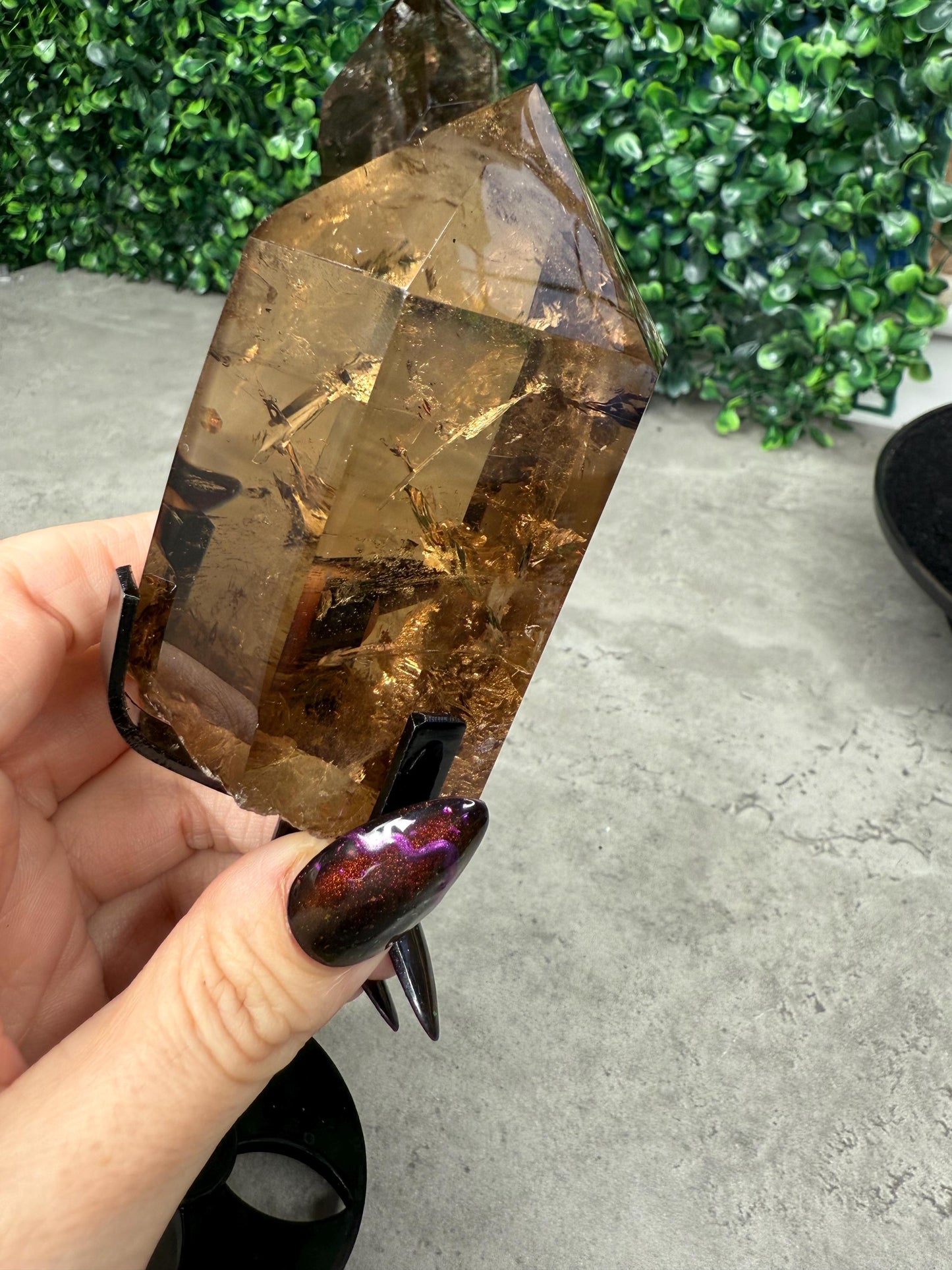 AAA Smokey Quartz Crystal Freeforms Points with stands