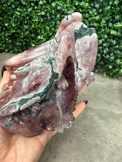 AAA Amethyst Druzy Dragon Crystal Carving 1263g