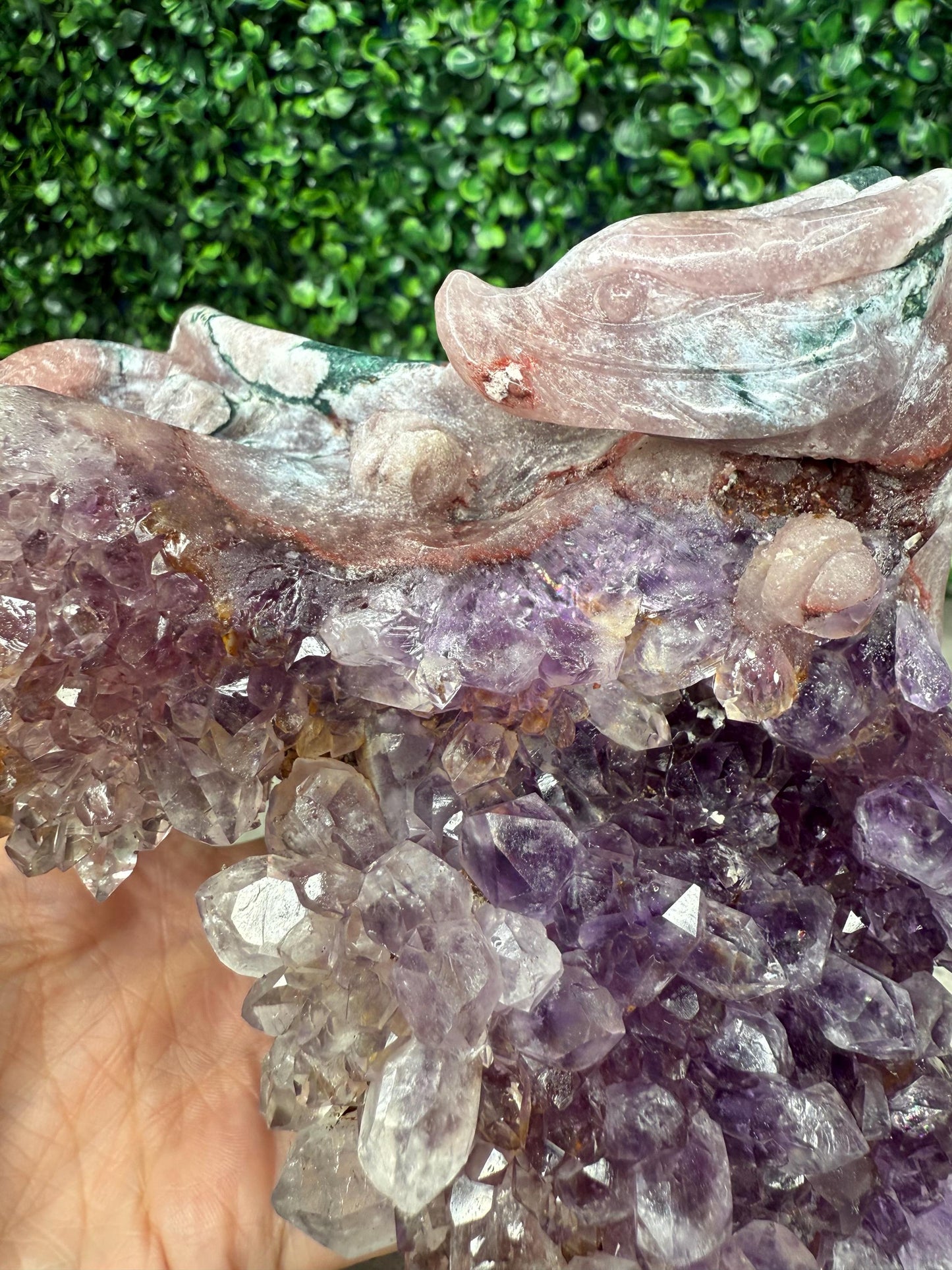 AAA Amethyst Druzy Dragon Crystal Carving 1263g