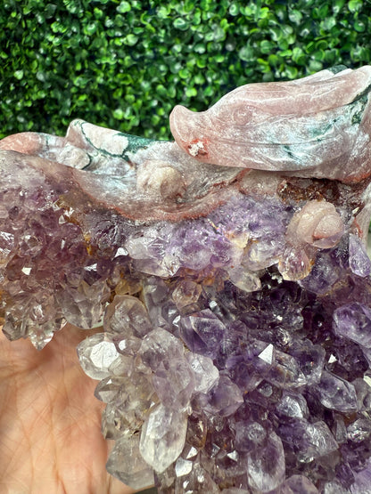 AAA Amethyst Druzy Dragon Crystal Carving 1263g