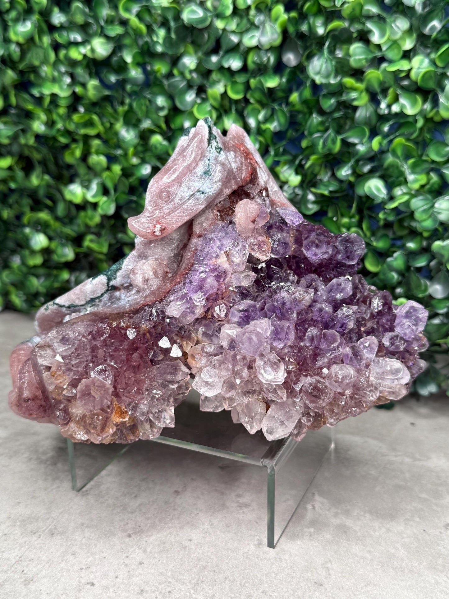 AAA Amethyst Druzy Dragon Crystal Carving 1263g
