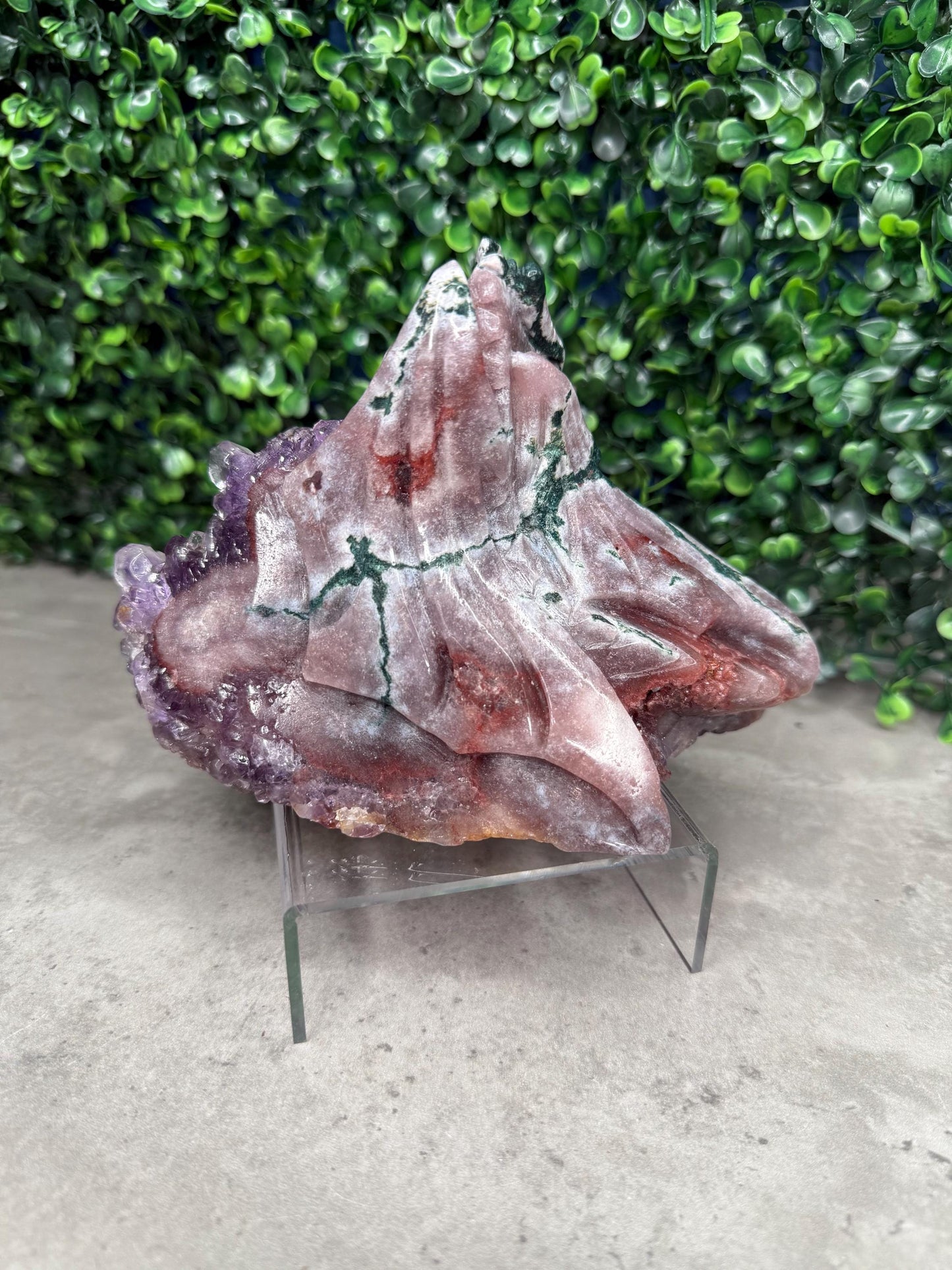 AAA Amethyst Druzy Dragon Crystal Carving 1263g