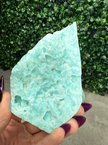 Blue Aragonite Crystal Teardrop Carvings