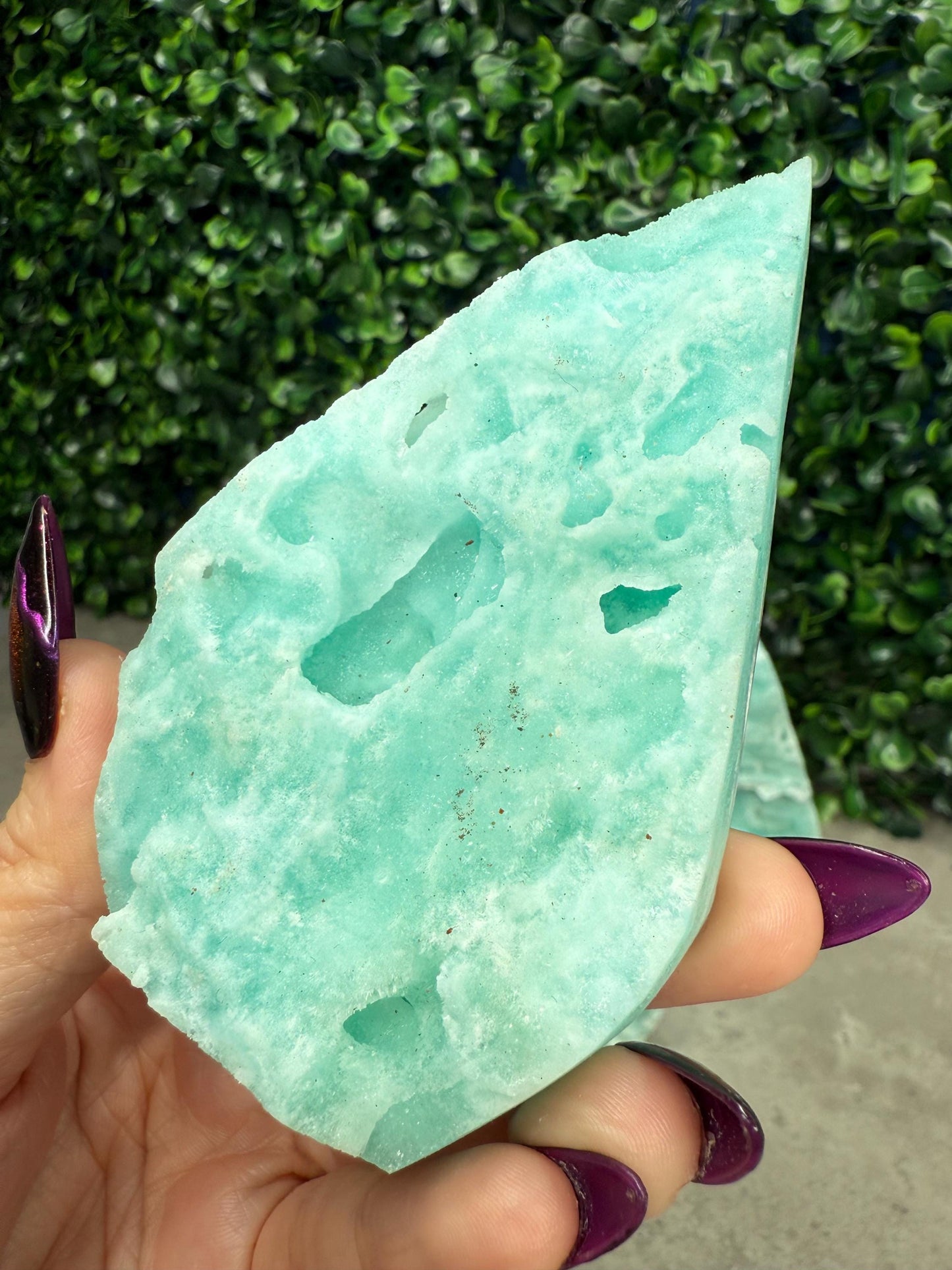 Blue Aragonite Crystal Teardrop Carvings