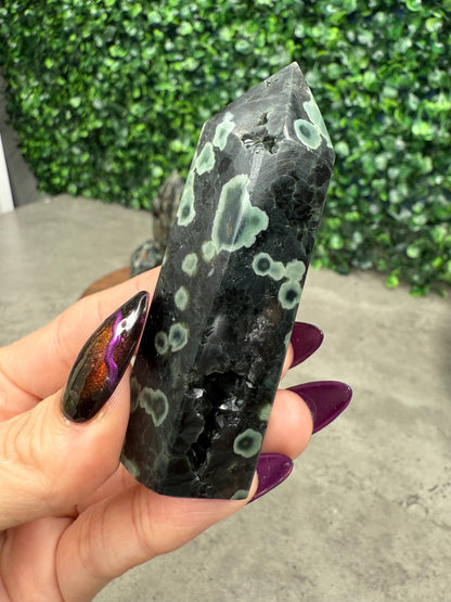 Dark Ocean Jasper Druzy Crystal Towers