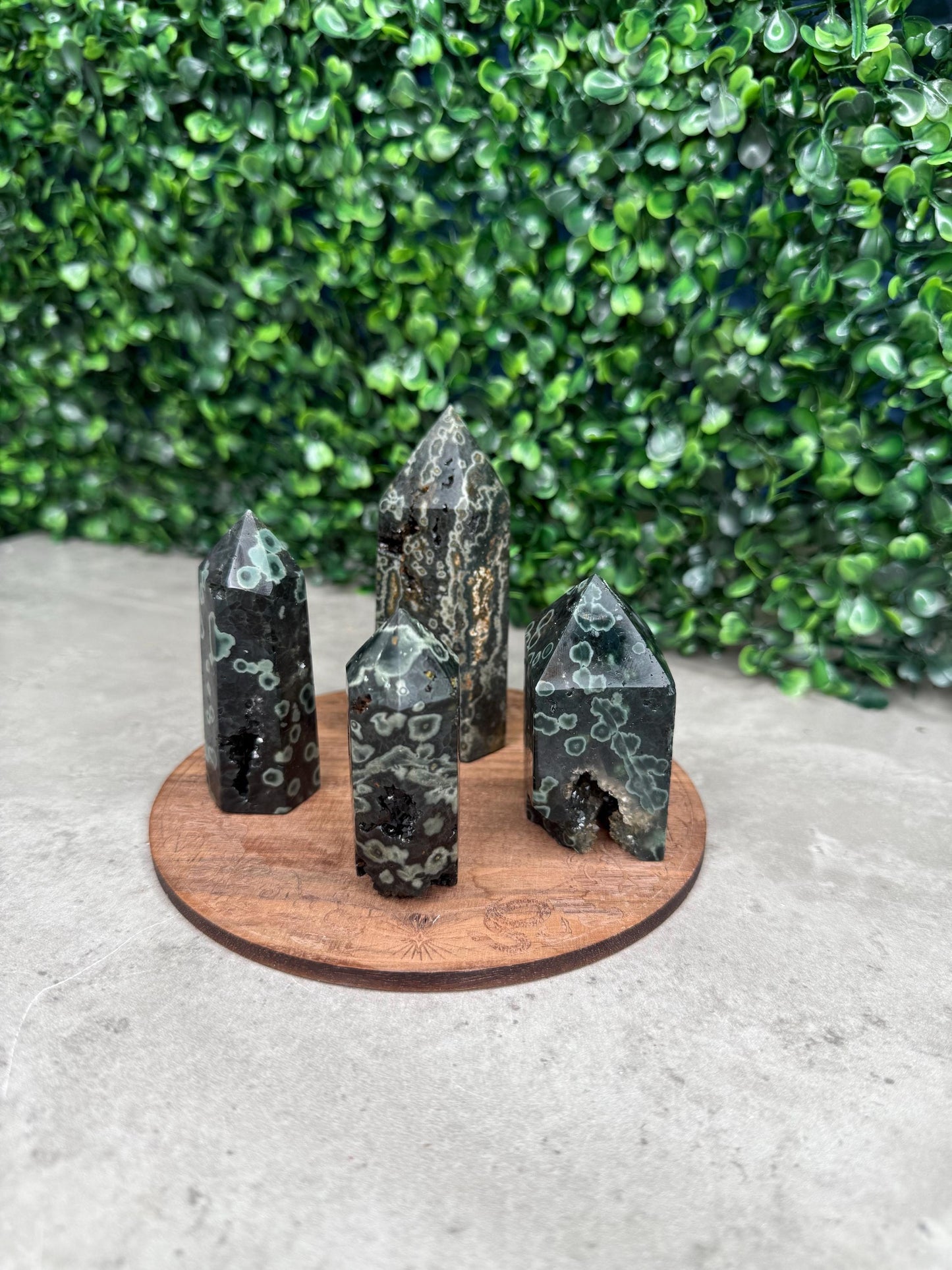 Dark Ocean Jasper Druzy Crystal Towers