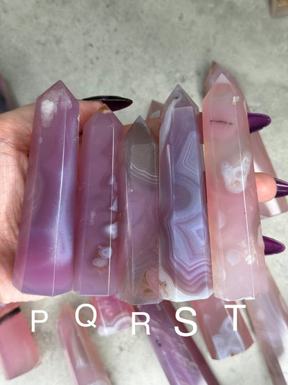 Pink Jelly Agate Tower: Druzy Crystal Point