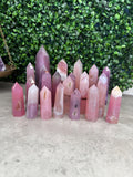 Pink Jelly Agate Tower: Druzy Crystal Point