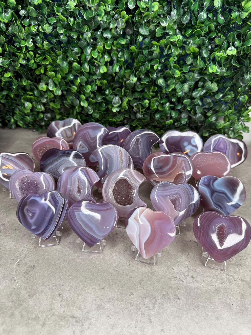 Pink Jelly Agate Heart Crystal Carving: Druzy Crystal carvings