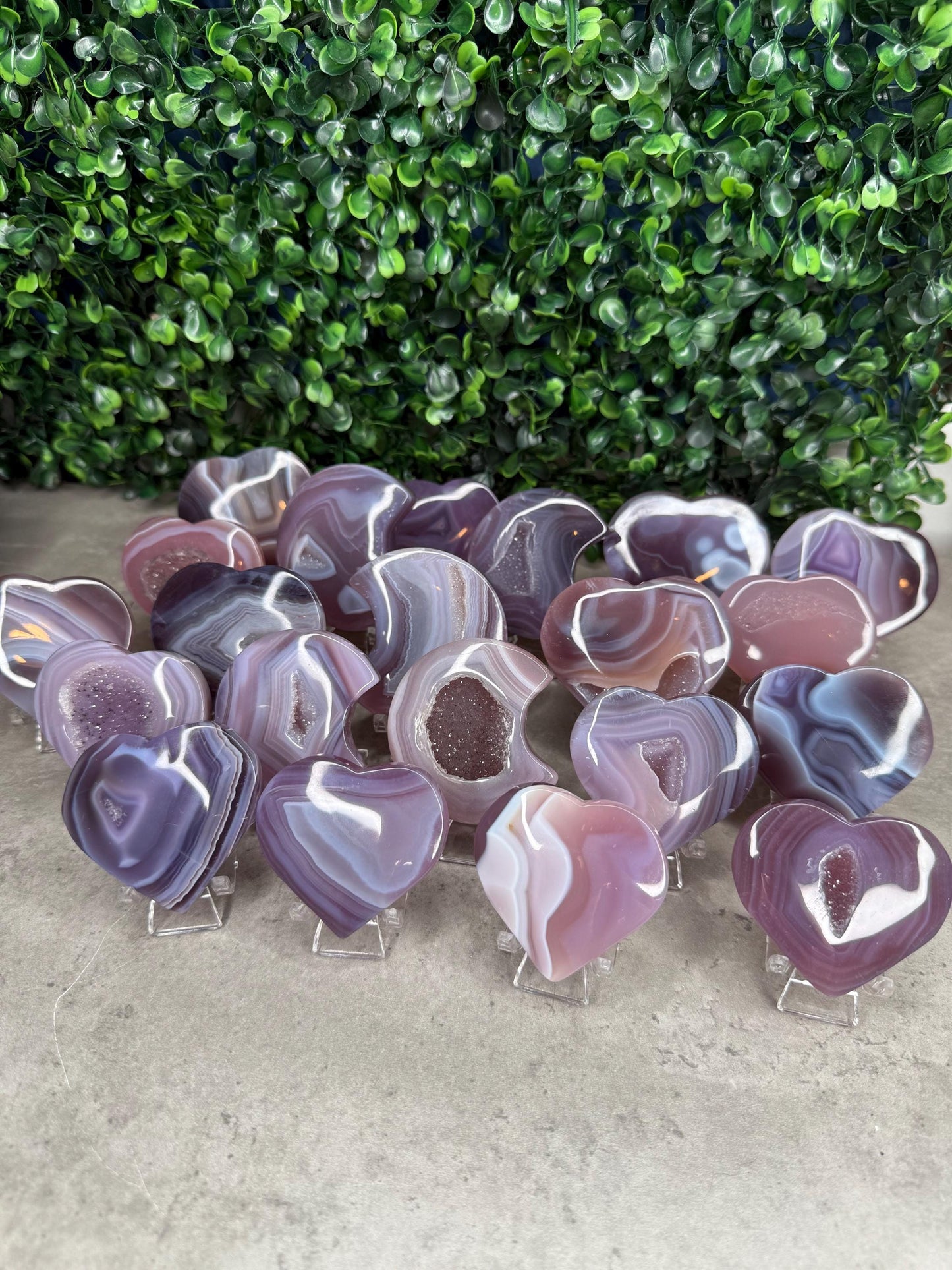 Pink Jelly Agate Heart Crystal Carving: Druzy Crystal carvings