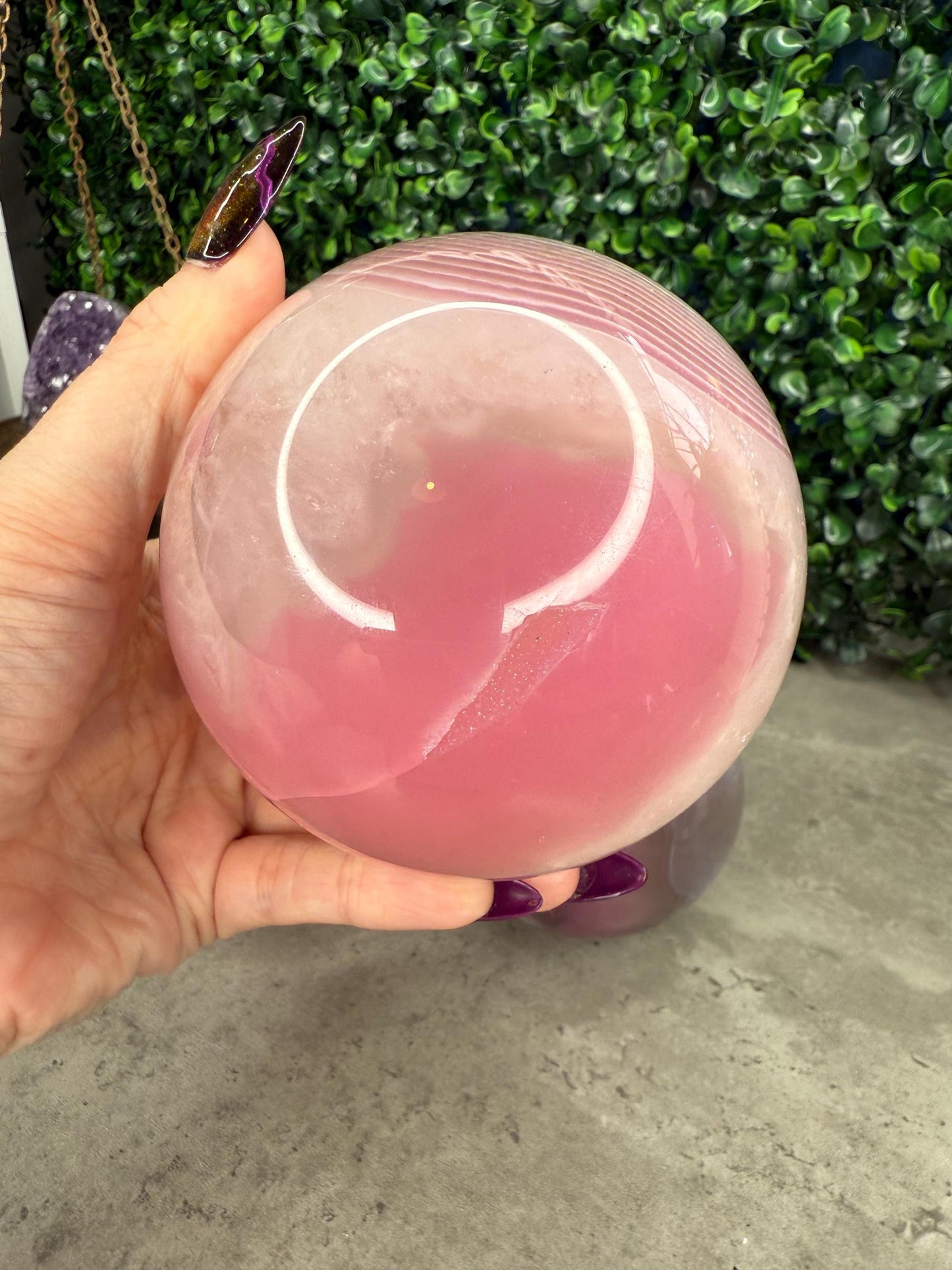 Pink Jelly Agate Crystal Spheres