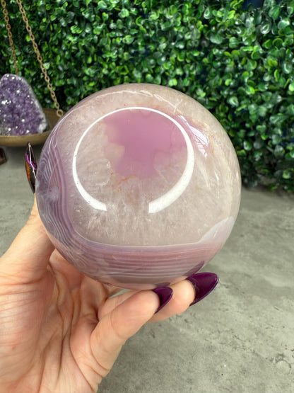 Pink Jelly Agate Crystal Spheres