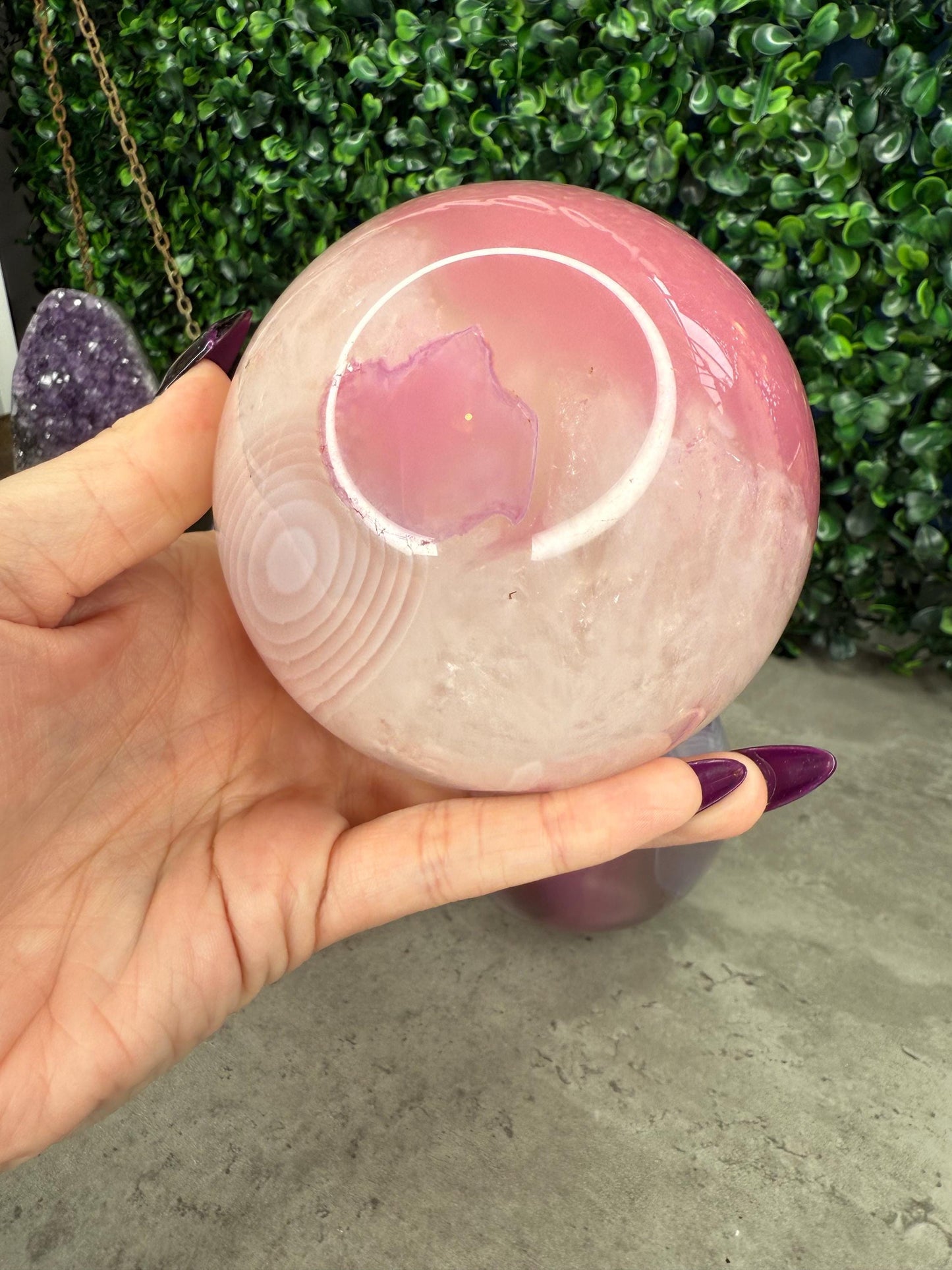 Pink Jelly Agate Crystal Spheres