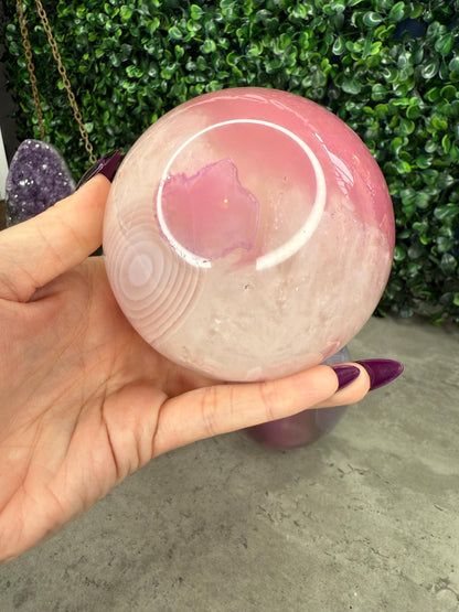 Pink Jelly Agate Crystal Spheres
