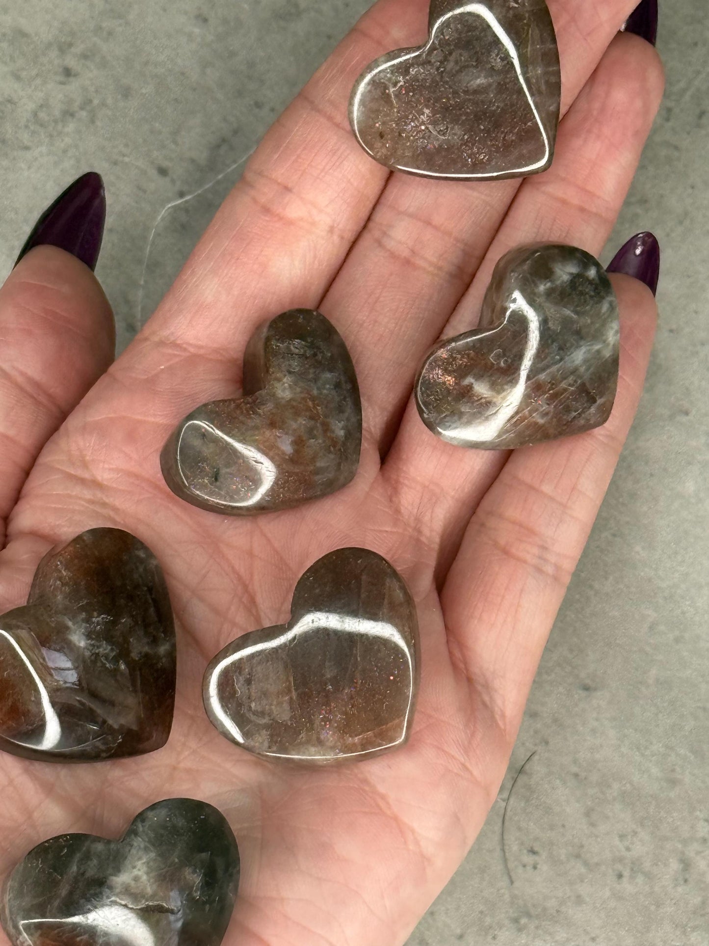 Mini Sunstone Heart Crystal Carvings