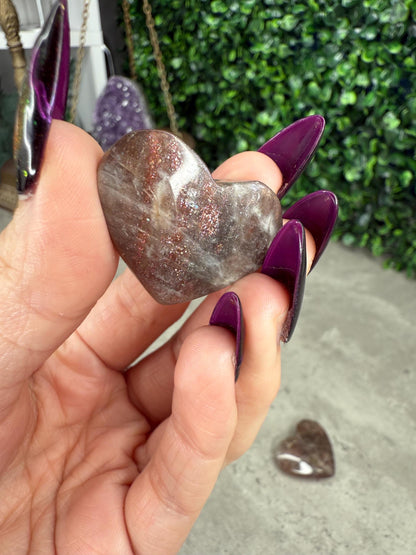 Mini Sunstone Heart Crystal Carvings