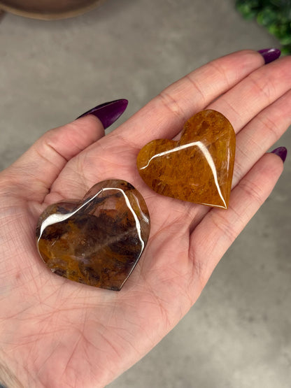 Golden Healer Heart Crystal Carvings