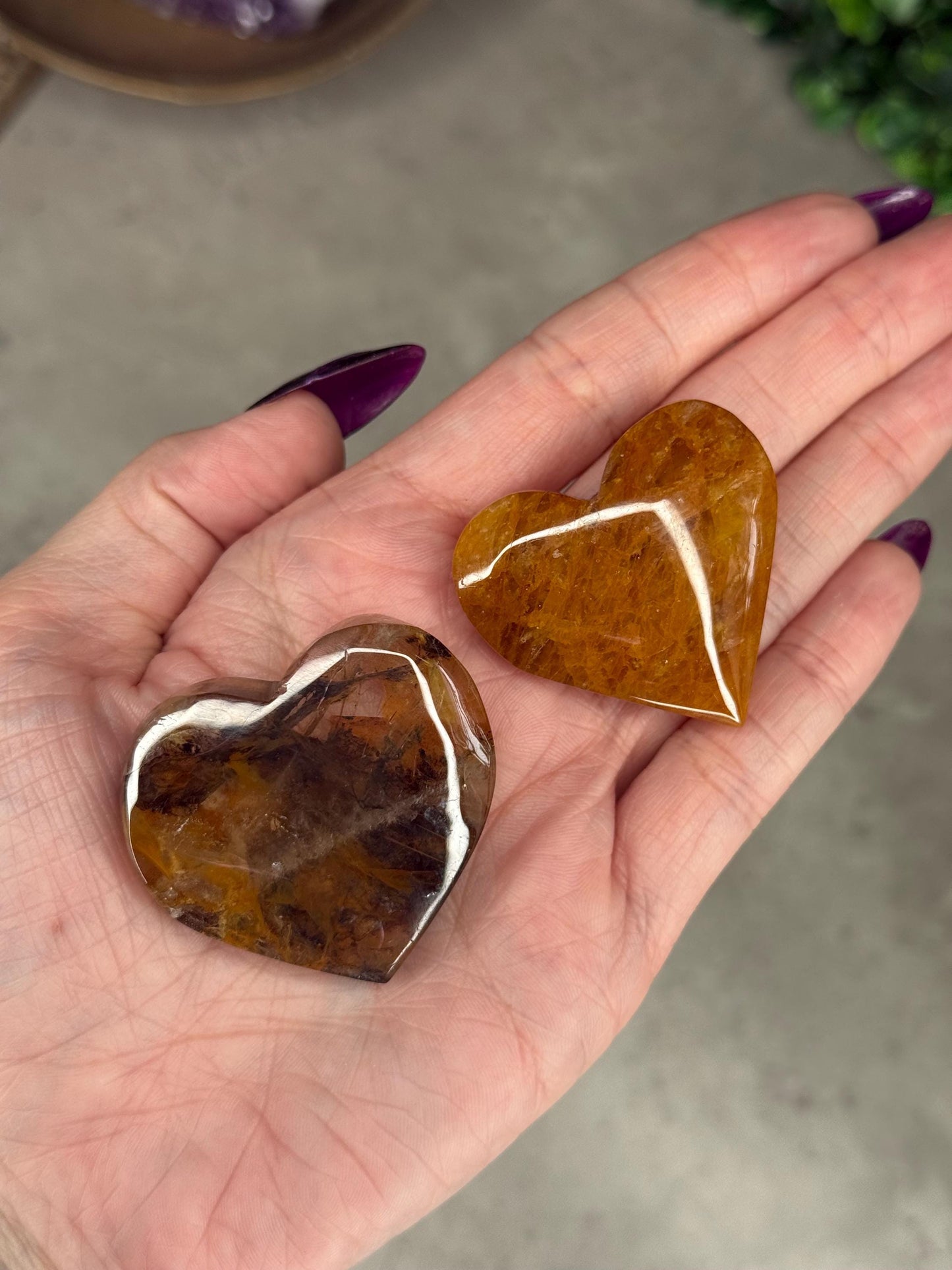Golden Healer Heart Crystal Carvings