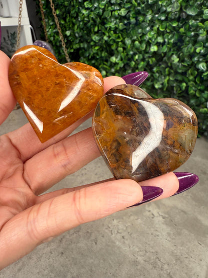 Golden Healer Heart Crystal Carvings
