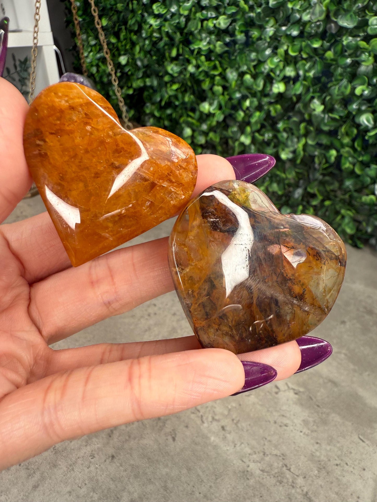 Golden Healer Heart Crystal Carvings